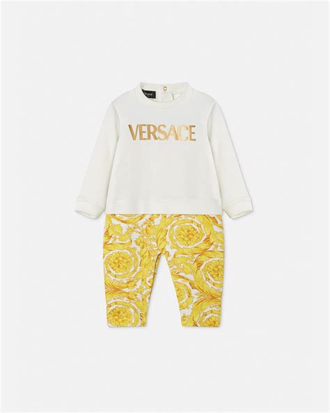 versace baroque baby romper white and grey|Barocco Baby Romper .